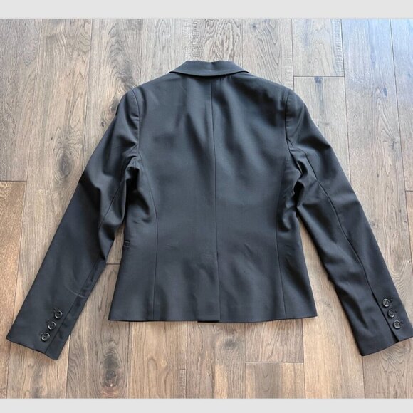 Theory Black Wool Blazer Size 4 Women's 3-Button Classic Tailored Workwear - Picture 4 of 7